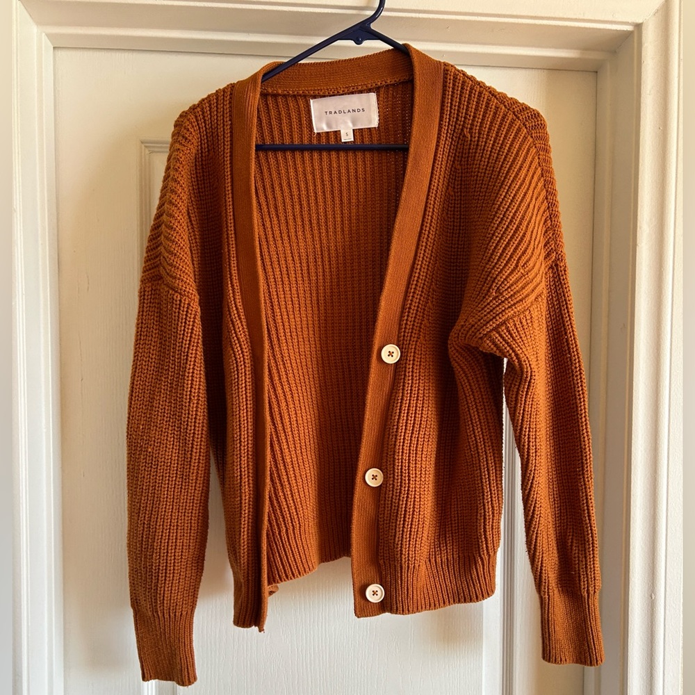 Tradlands Shelter Cardigan- 100% cotton- Sienna color
